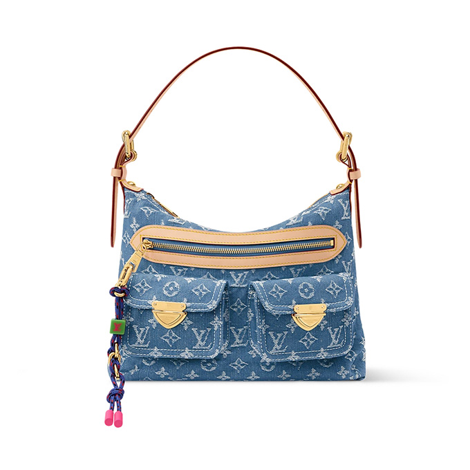 lv louis vuitton monogram denim multi‑pocket hobo bag #m27329